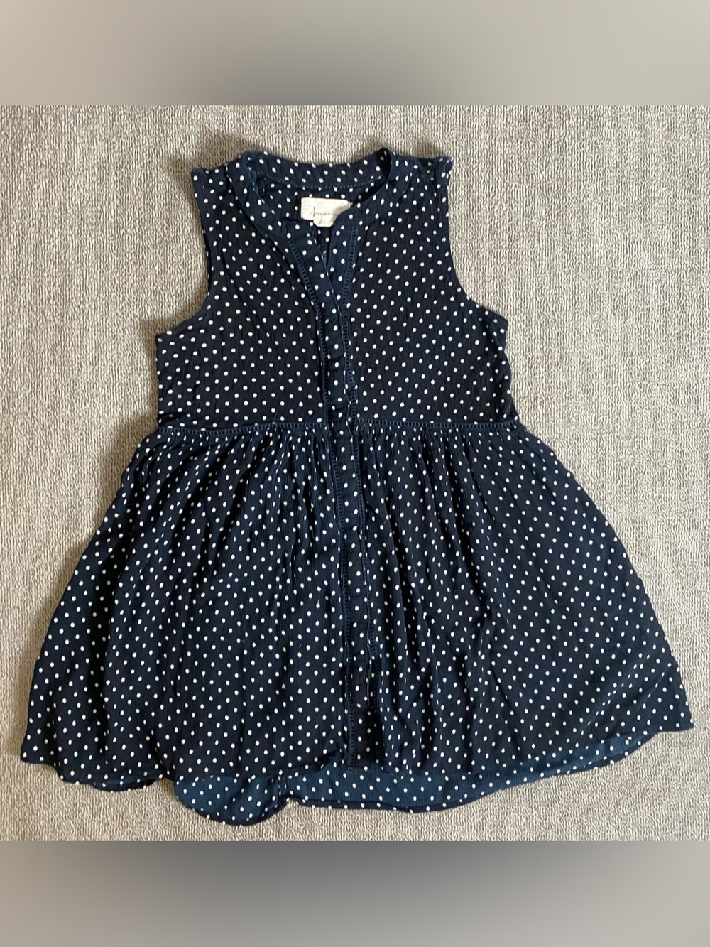 Anthropologie Navy and White Polka Dot Sleeveless Button Up Summer Spring Dress - Picture 1 of 5
